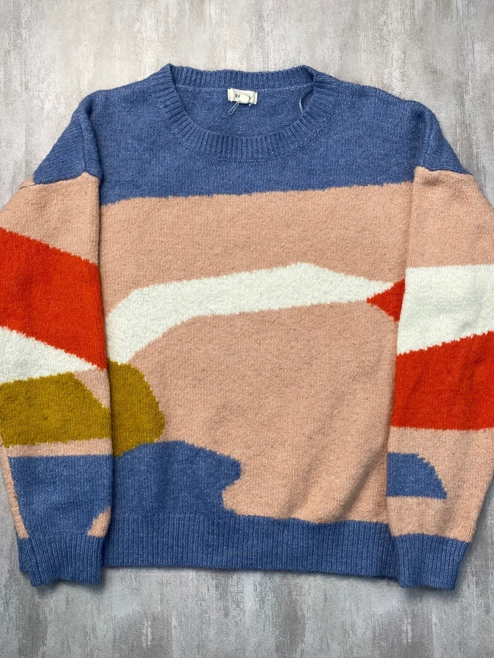 Debut Womens Extra Small Abstract Colorblock Knit Sweater Oversized